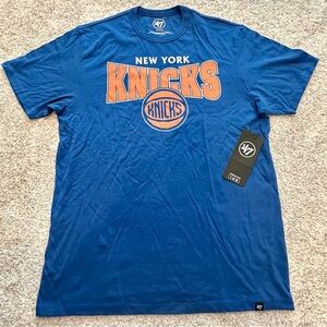 New York Knicks Shirt Mens Medium '47 Brand NBA Blue Cotton Basketball Tee 🏀